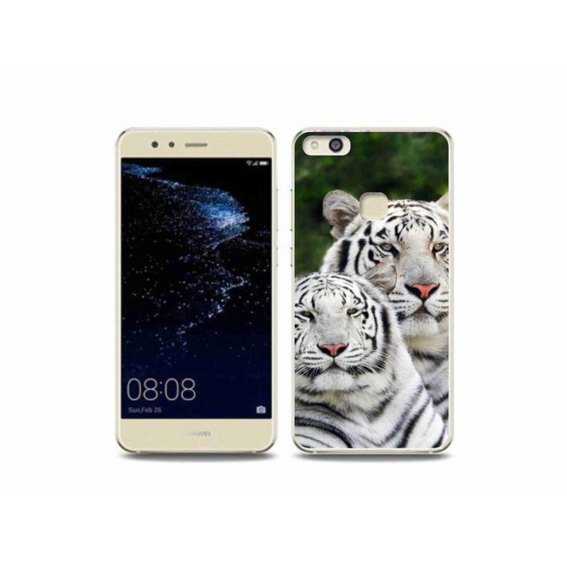 Gél tok mmCase a mobil Huawei P10 Lite készülékhez - fehér tigrisek