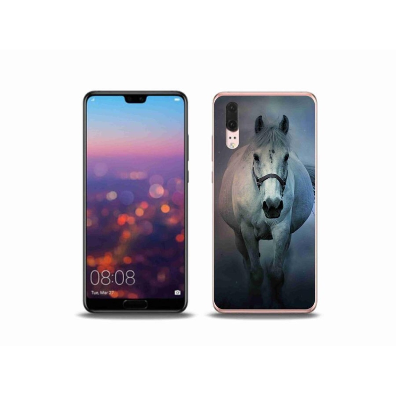 Gél tok mmCase a mobil Huawei P20 - futó fehér lóhoz