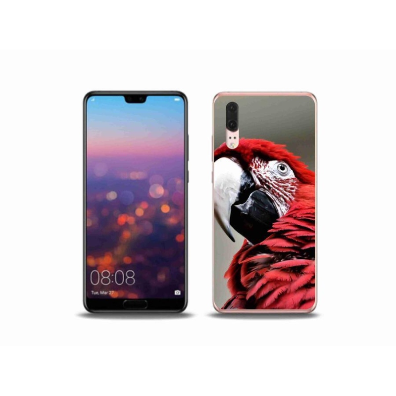 Gél tok mmCase mobiltelefonhoz Huawei P20 - papagáj ara piros