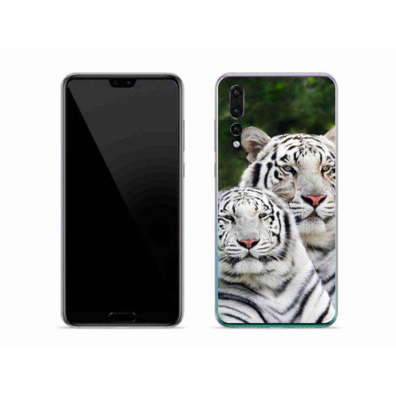 Gél tok mmCase a mobil Huawei P20 Pro készülékhez - fehér tigrisek