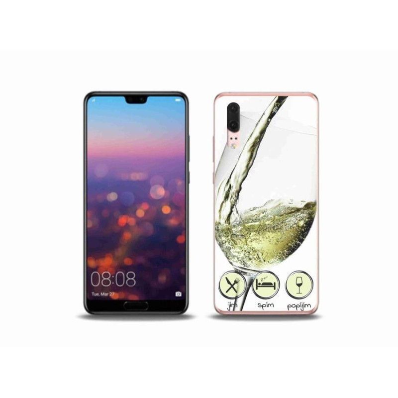 Gél tok mmCase mobiltelefonhoz Huawei P20 - borospohár fehér