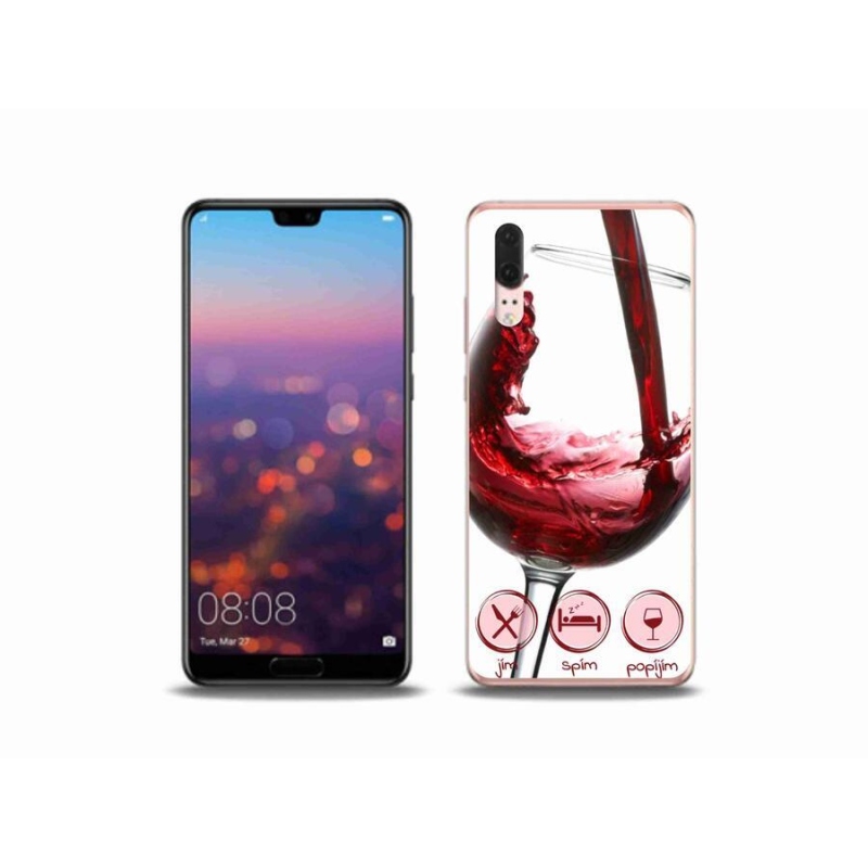 Gél tok mmCase mobiltelefonhoz Huawei P20 - borospohár piros
