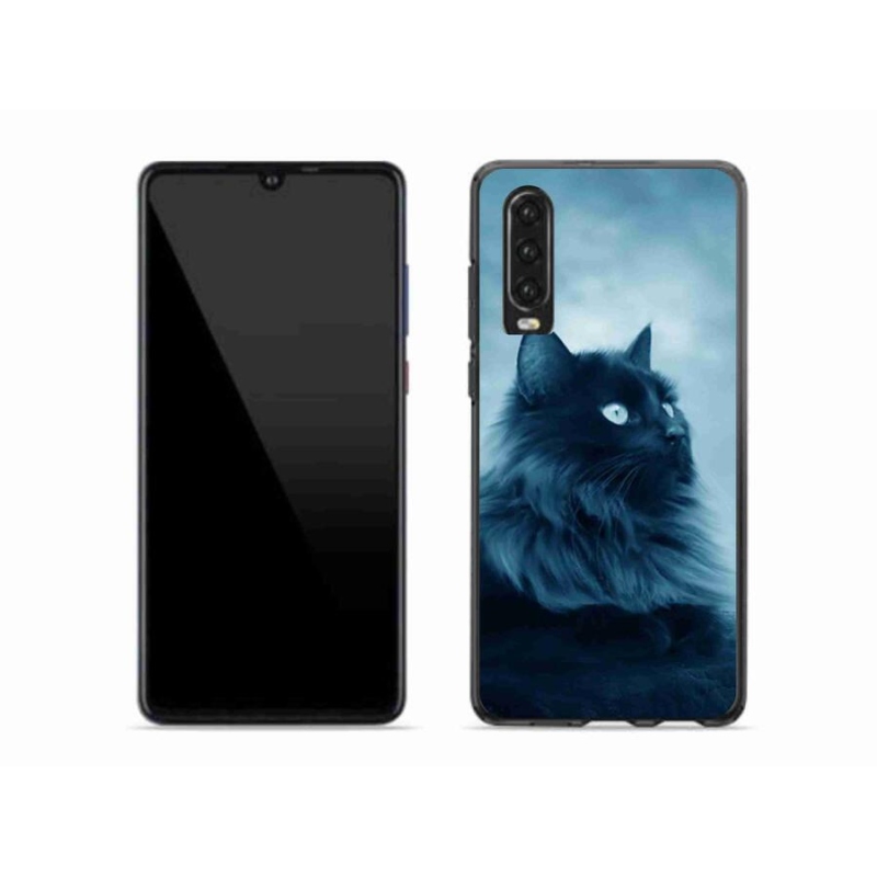 Gél tok mmCase a mobil Huawei P30 - fekete macska 1