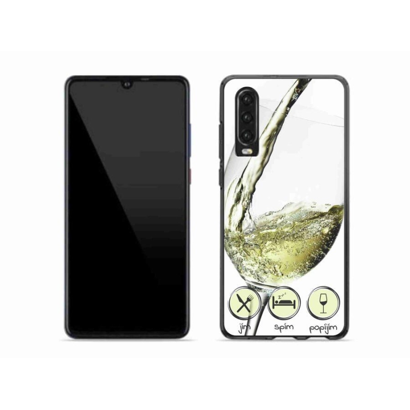 Gél tok mmCase mobiltelefonhoz Huawei P30 - borospohár fehér