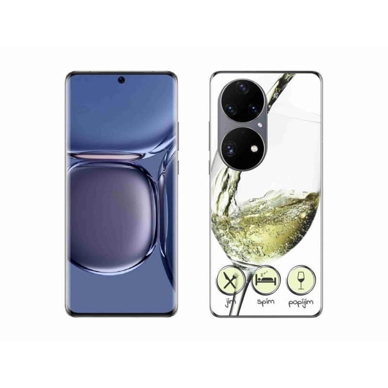 Gél tok mmCase mobiltelefonhoz Huawei P50 Pro - borospohár fehér