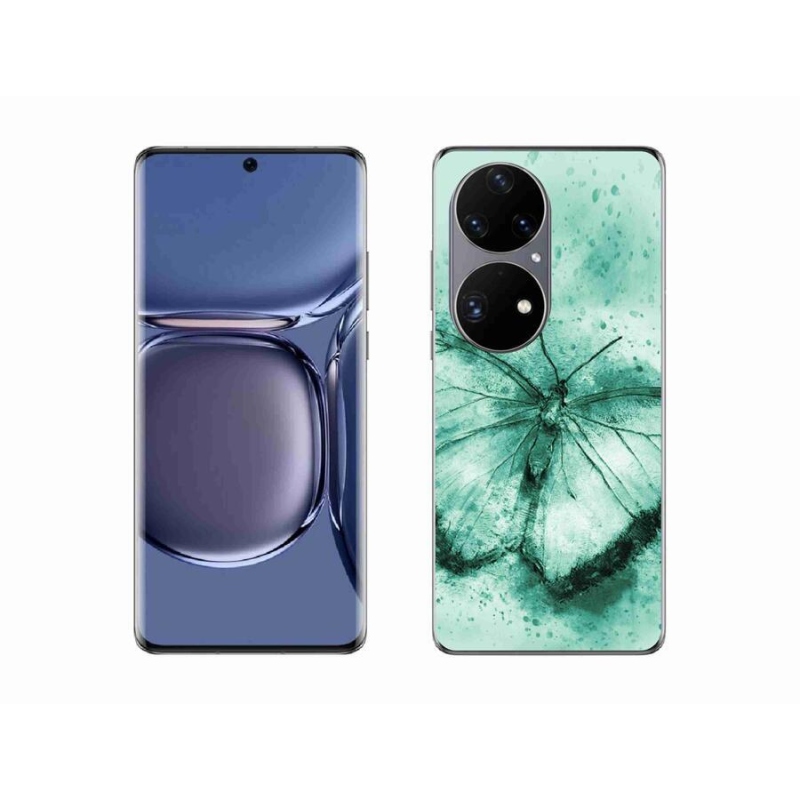 Gél tok mmCase a mobil Huawei P50 Pro - zöld pillangóhoz