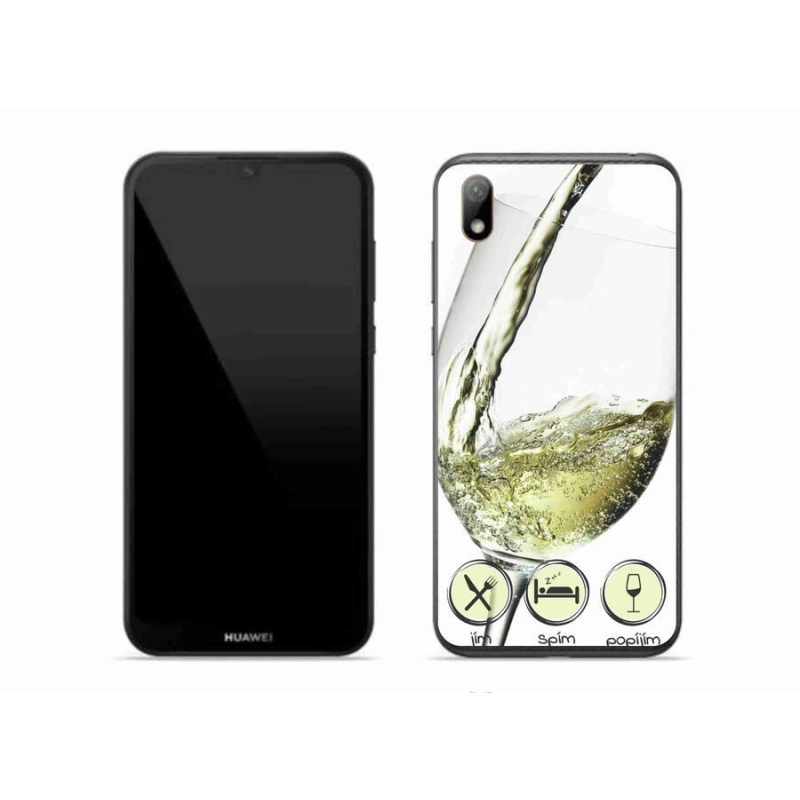 Gél tok mmCase mobiltelefonhoz Huawei Y5 (2019) - borospohár fehér