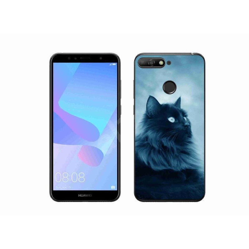 Gél tok mmCase mobiltelefonhoz Huawei Y6 Prime (2018) - fekete macska 1