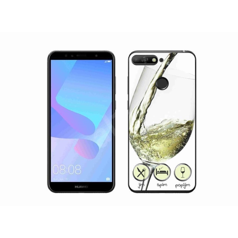 Gél tok mmCase mobiltelefonhoz Huawei Y6 Prime (2018) - borospohár fehér