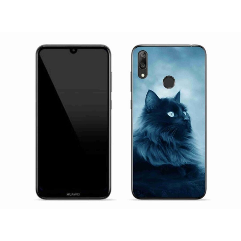 Gél tok mmCase a mobil Huawei Y7 (2019) - fekete macska 1