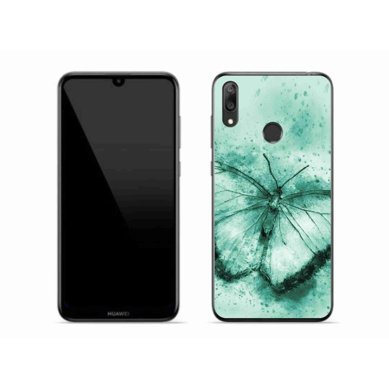 Gél tok mmCase a mobil Huawei Y7 (2019) - zöld pillangóhoz