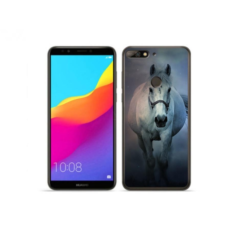Gél tok mmCase a Huawei Y7 Prime (2018) számára - futó fehér ló