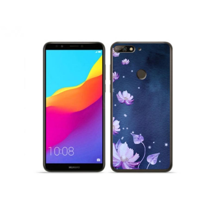 Gél tok mmCase a mobil Huawei Y7 Prime (2018) számára - hulló virágok