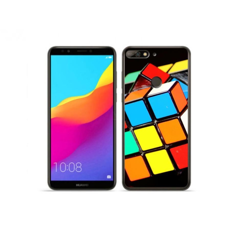 Gél tok mmCase a mobil Huawei Y7 Prime (2018) - Rubik-kocka számára