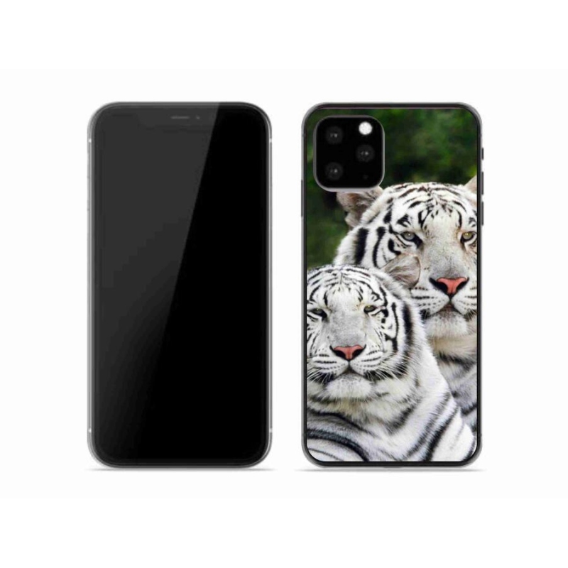 Gél tok mmCase iPhone 11 Pro készülékhez - fehér tigrisek