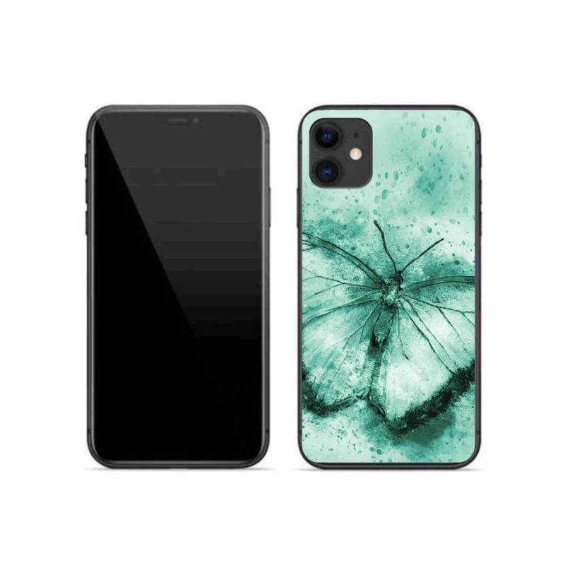 Gél tok mmCase iPhone 11 készülékhez - zöld pillangó