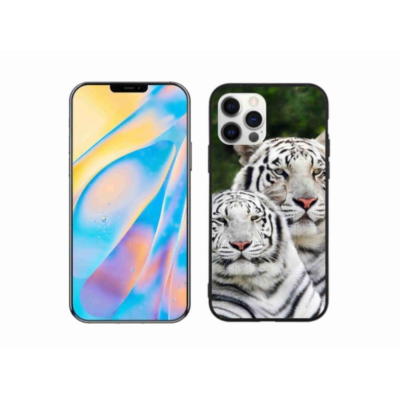 Gél tok mmCase iPhone 12 készülékhez - fehér tigrisek