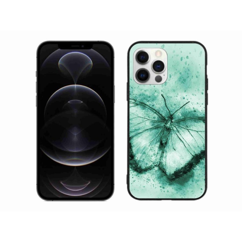 Gél tok mmCase iPhone 12 Pro Max készülékhez - zöld pillangó