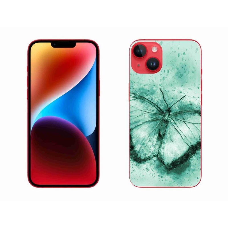 Gél tok mmCase iPhone 14 Plus készülékhez - zöld pillangó