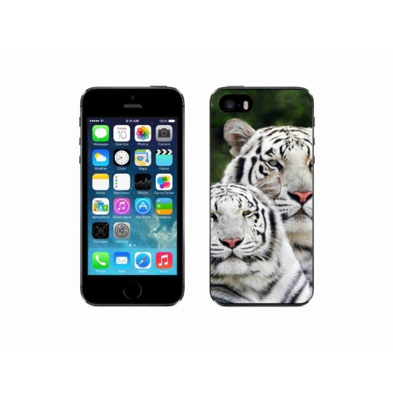 Gél tok mmCase iPhone 5/5s készülékhez - fehér tigrisek