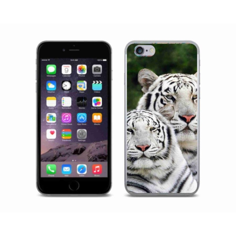 Gél tok mmCase iPhone 6/6S készülékhez - fehér tigrisek