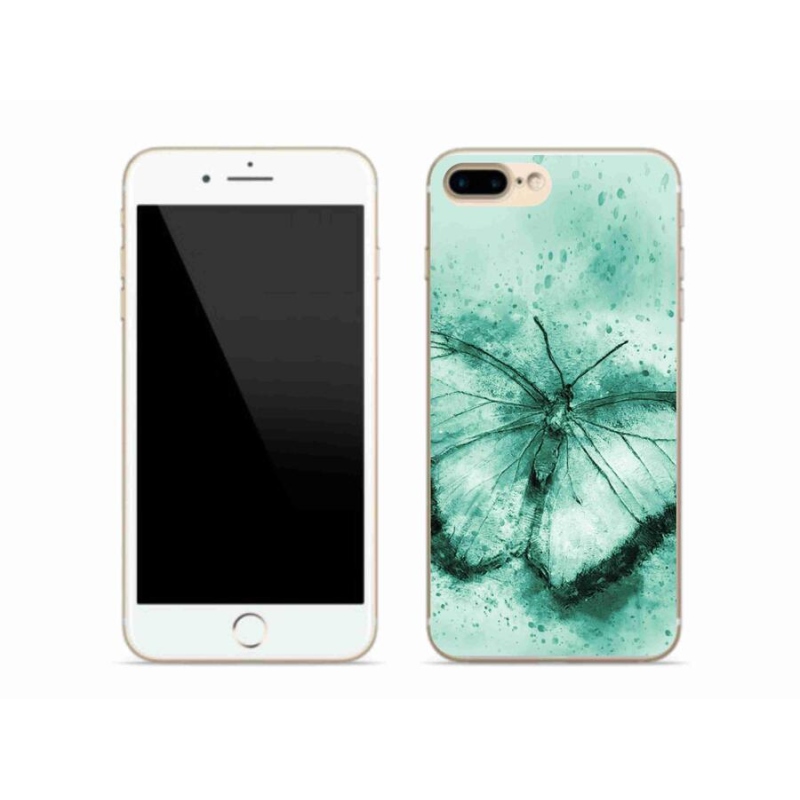 Gél tok mmCase iPhone 7 Plus készülékhez - zöld pillangó