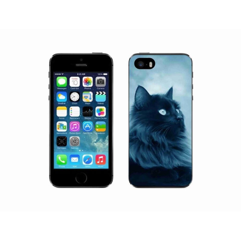 Gél tok mmCase iPhone SE (2016) készülékhez - fekete macska 1