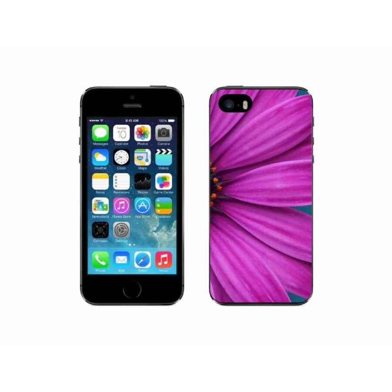 Gél tok mmCase iPhone SE (2016) készülékhez - lila margaréta