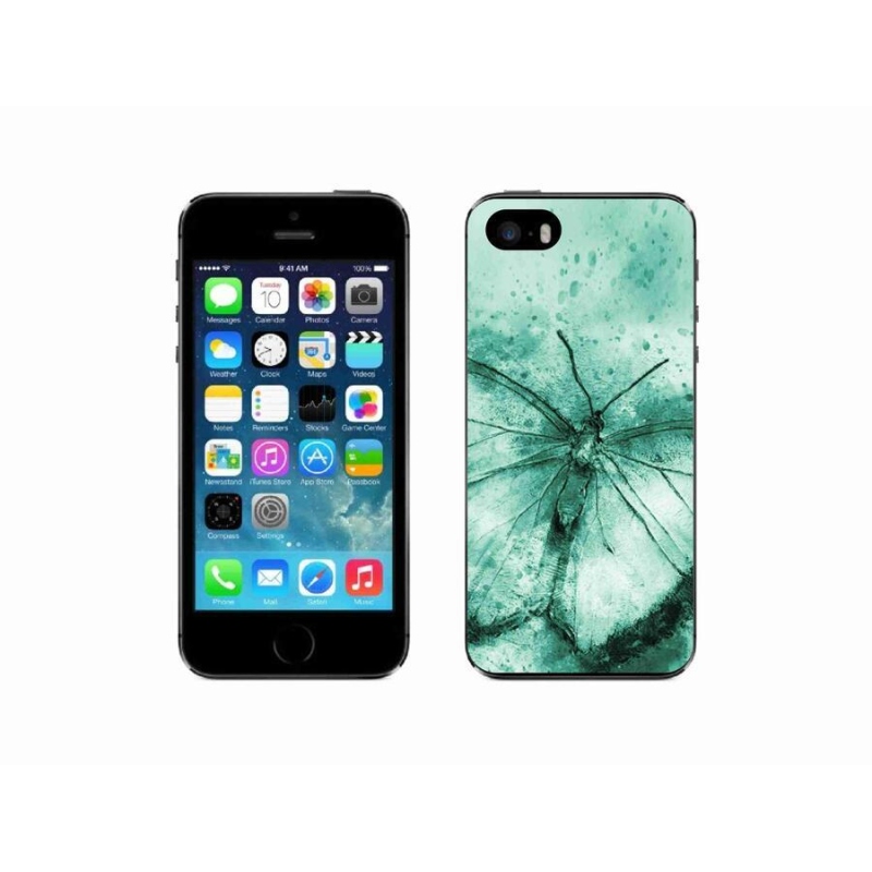 Gél tok mmCase iPhone SE (2016) készülékhez - zöld pillangó