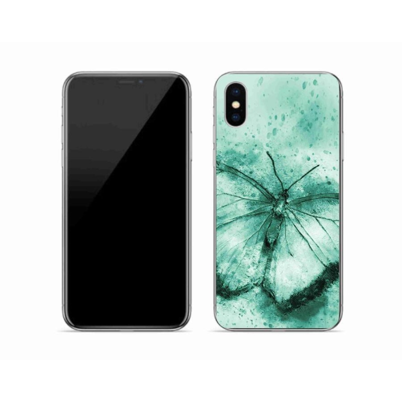 Gél tok mmCase iPhone X készülékhez - zöld pillangó