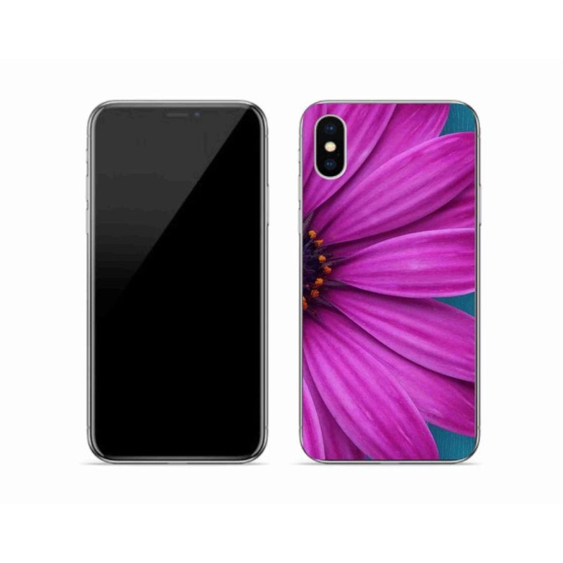 Gél tok mmCase iPhone XS készülékhez - lila százszorszép