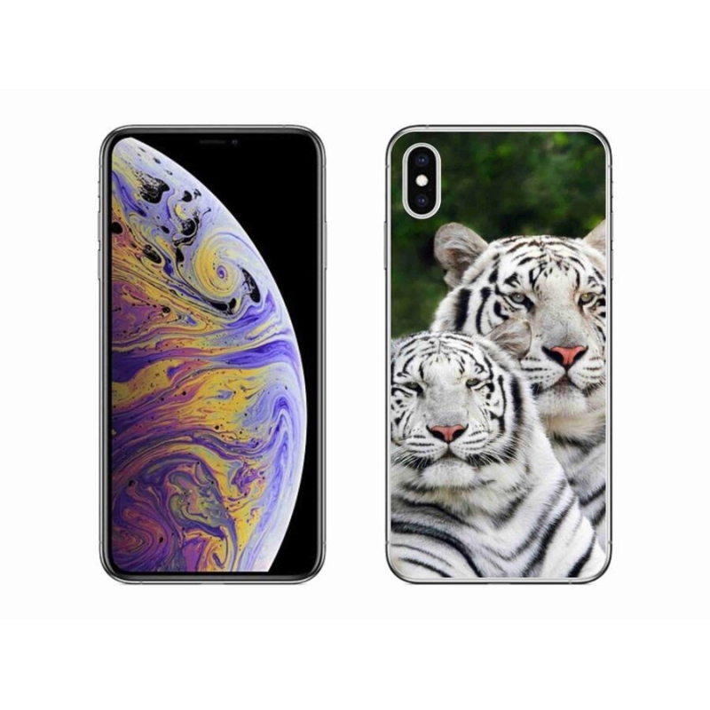 Gél tok mmCase iPhone XS Max készülékhez - fehér tigrisek