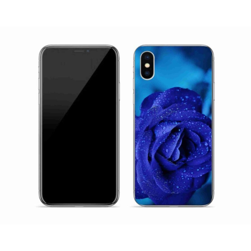 Gél tok mmCase iPhone XS készülékhez - kék rózsa