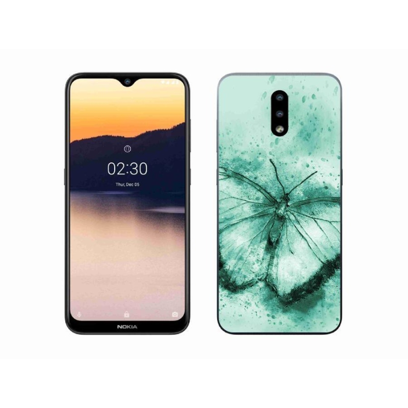 Gél tok mmCase a Nokia 2.3 készülékhez - zöld pillangó