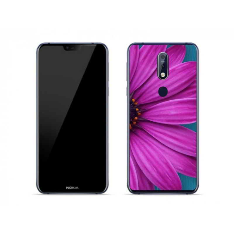 Gél tok mmCase mobiltelefonhoz Nokia 7.1 - lila margaréta