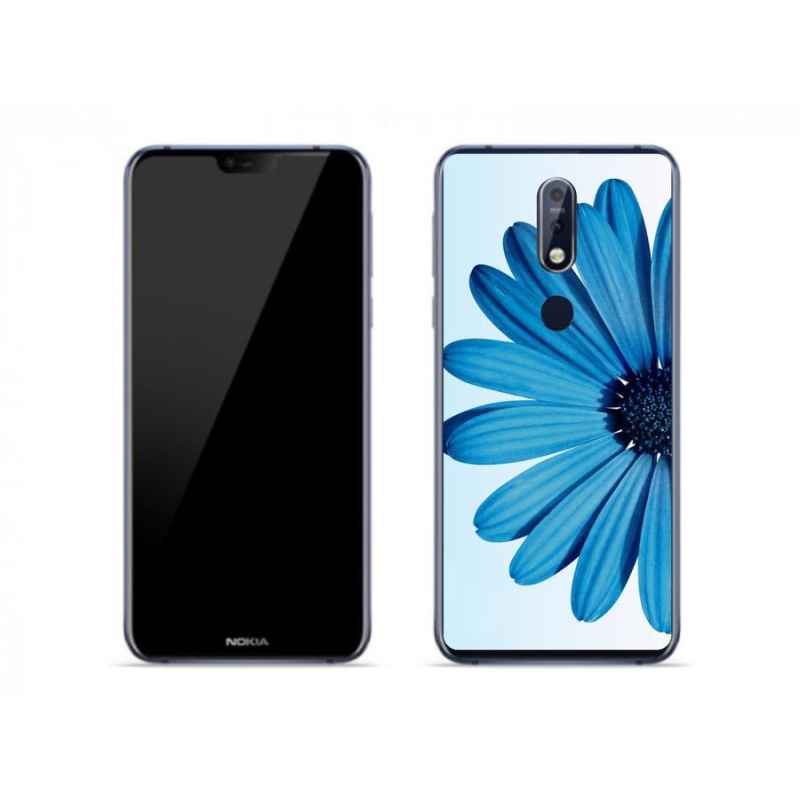 Gél tok mmCase mobiltelefonhoz Nokia 7.1 - kék margaréta