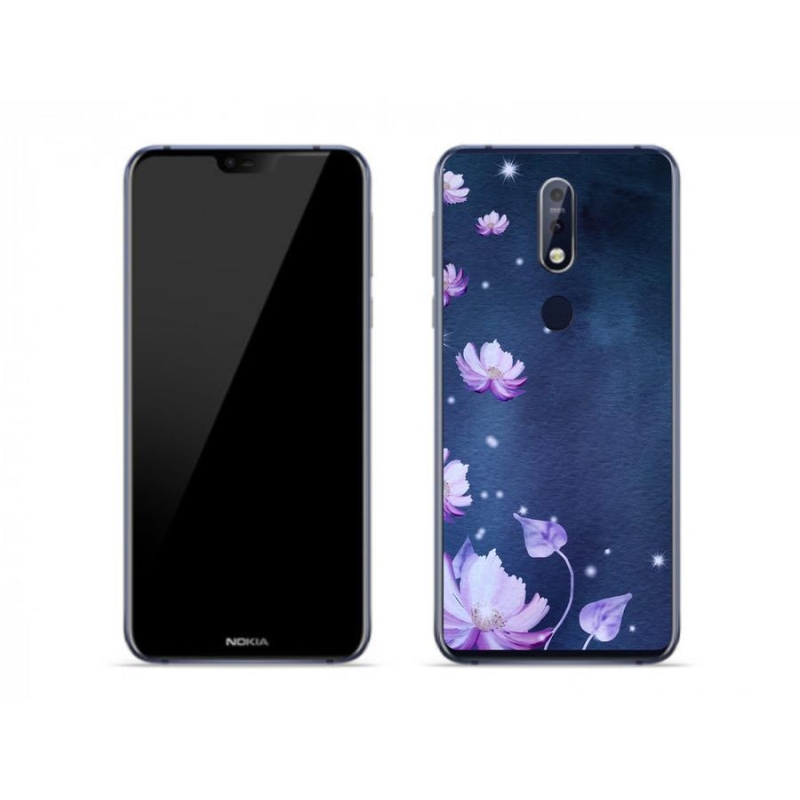 Gél tok mmCase mobiltelefonhoz Nokia 7.1 - hulló virágok