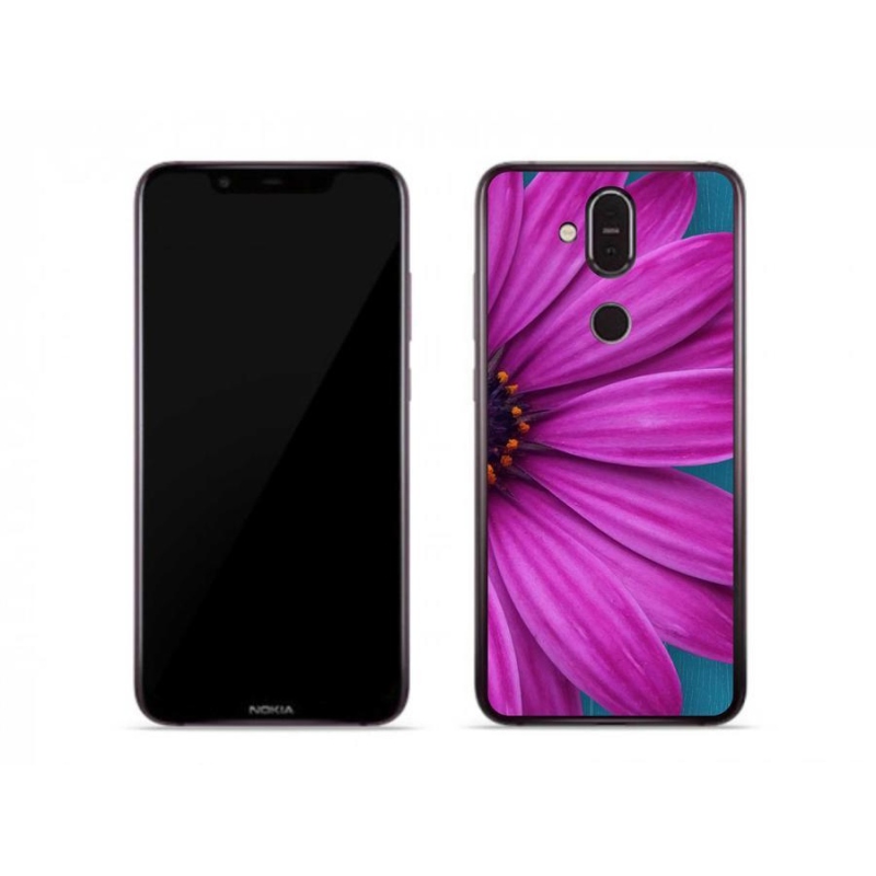 Gél tok mmCase mobiltelefonhoz Nokia 7.1 Plus - lila százszorszép