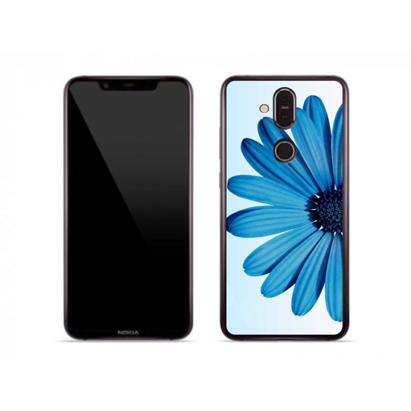 Gél tok mmCase mobiltelefonhoz Nokia 8.1 - kék margaréta
