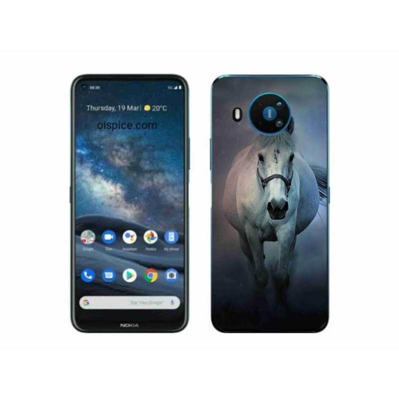 Gél tok mmCase a Nokia 8.3 5G számára - futó fehér ló