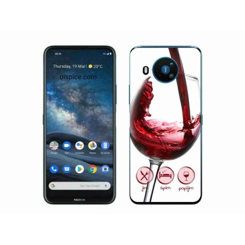Gél tok mmCase a Nokia 8.3 5G készülékhez - borospohár piros