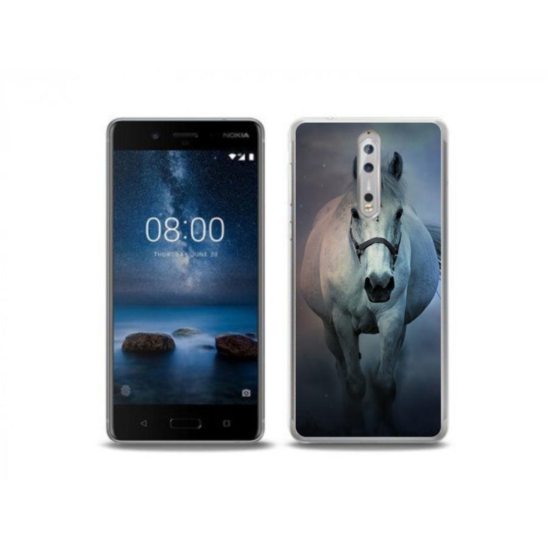 Gél tok mmCase mobiltelefonhoz Nokia 8 - futó fehér ló