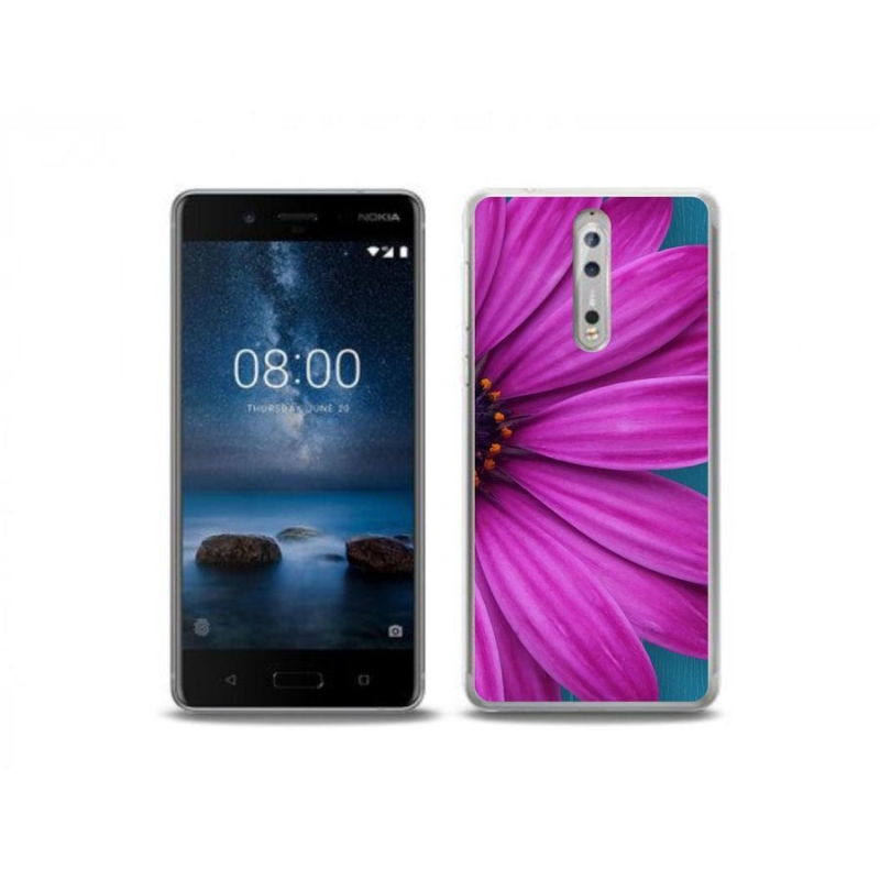 Gél tok mmCase mobiltelefonhoz Nokia 8 - lila margaréta