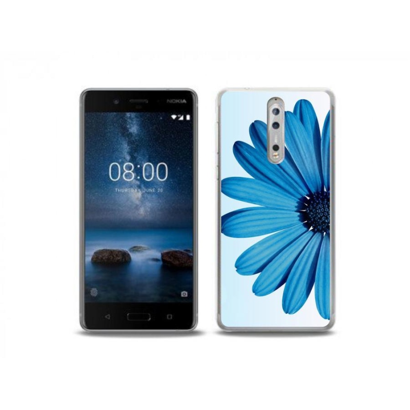 Gél tok mmCase mobiltelefonhoz Nokia 8 - kék margaréta