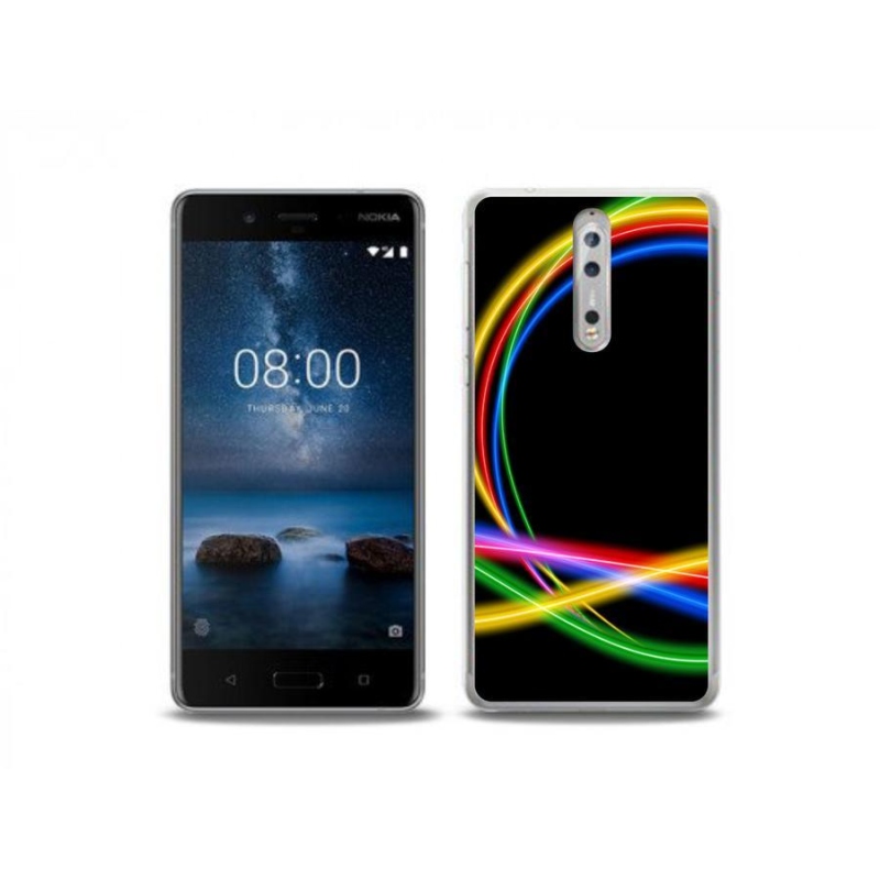 Gél tok mmCase mobiltelefonhoz Nokia 8 - neon körök