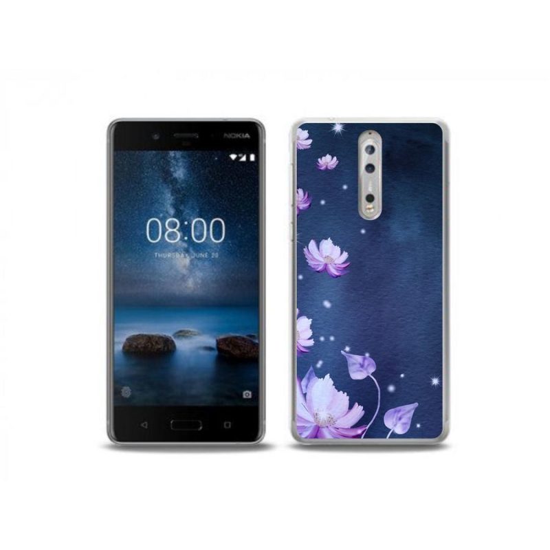 Gél tok mmCase mobiltelefonhoz Nokia 8 - hulló virágok