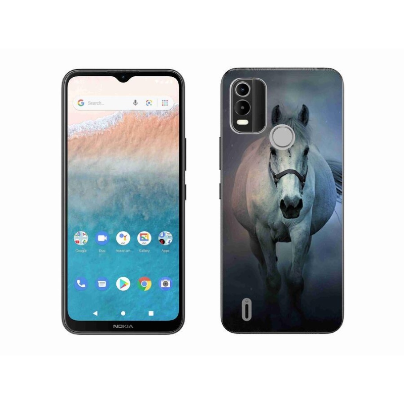 Gél tok mmCase mobiltelefonhoz Nokia C21 Plus - futó fehér ló