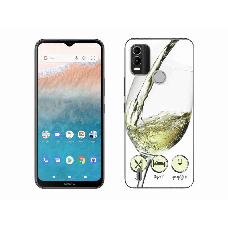 Gél tok mmCase mobiltelefonhoz Nokia C21 Plus - borospohár fehér