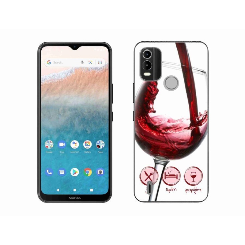 Gél tok mmCase mobiltelefonhoz Nokia C21 Plus - borospohár piros