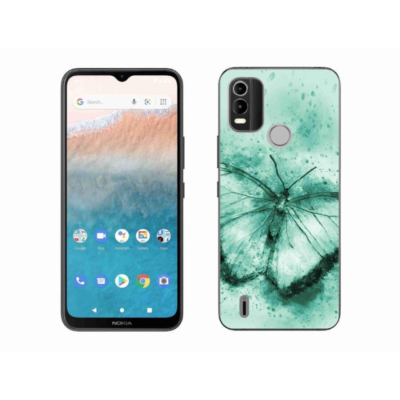 Gél tok mmCase mobiltelefonhoz Nokia C21 Plus - zöld pillangó